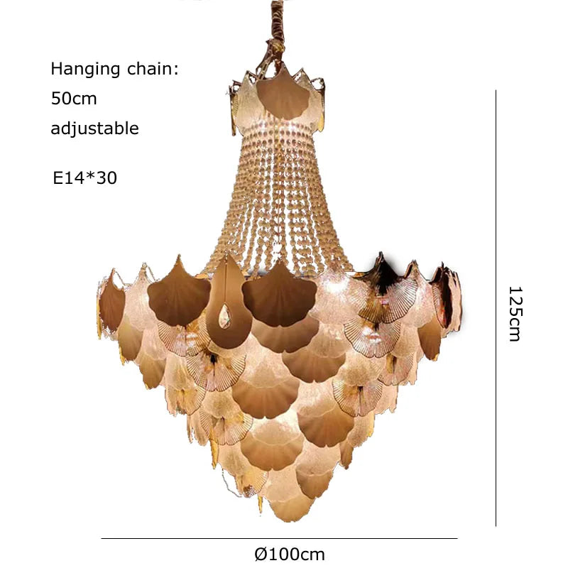 Ginkgo Gold LED Chandelier Fixture for Living Room