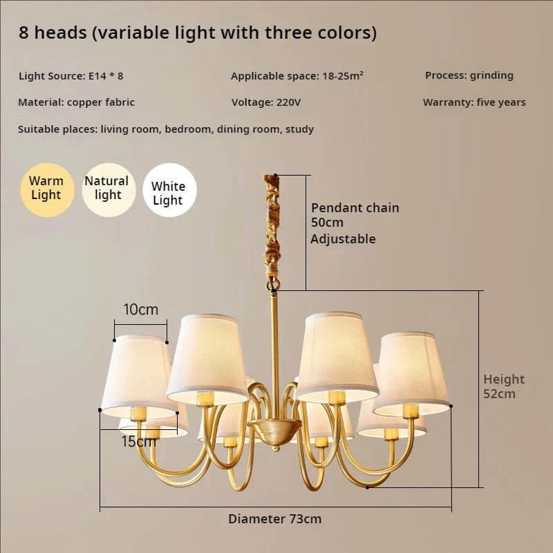 Copper American Chandelier: Modern Luxury for Living Room, Bedroom, and Restaurant