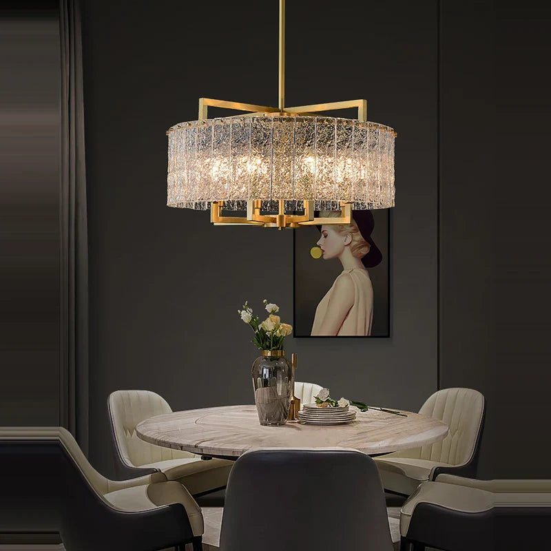 Copper Round Rectangular Hanging Pendant Light for Foyer Dinning Room