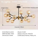 Nordic Glass Ball LED Chandelier Modern Ceiling Lamp Home Decor Fixture
