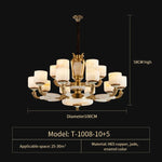 Zinc Alloy European Chandelier with Natural Jade Accent for Villa Living Room