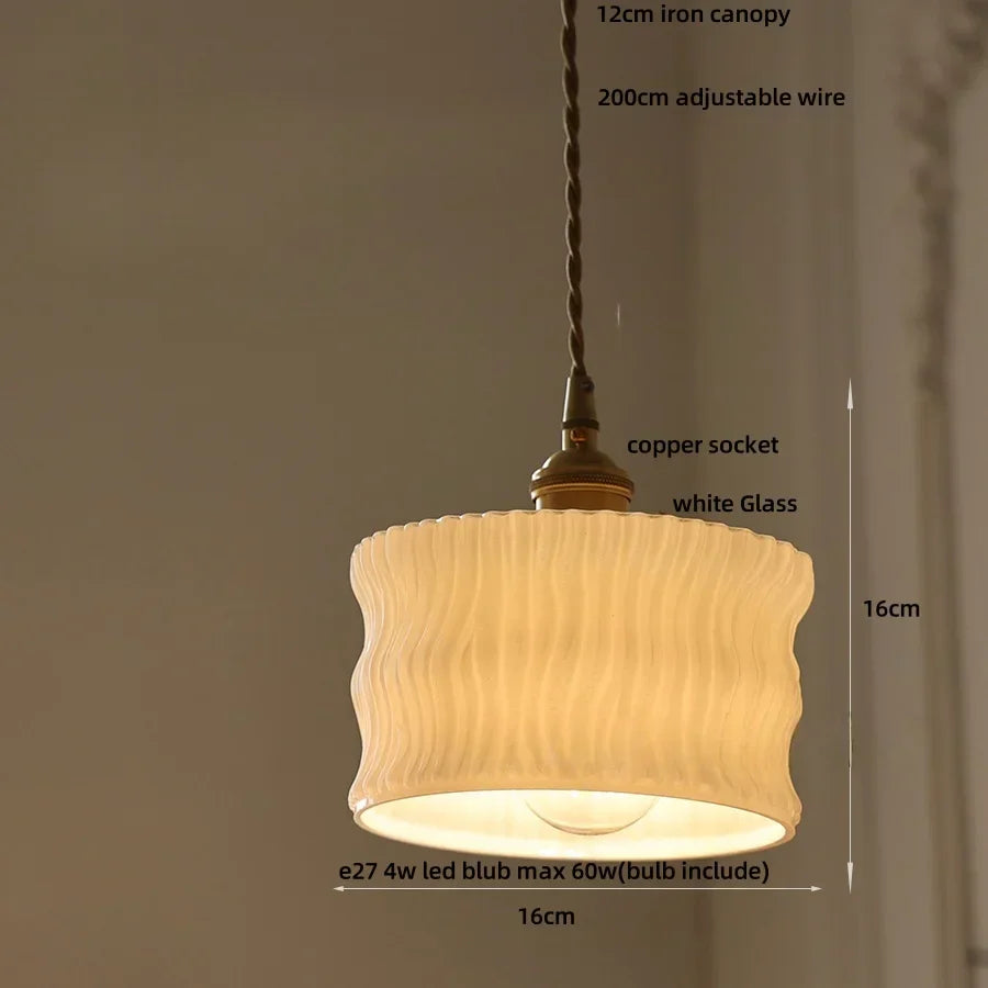 Wicker Glass LED Pendant Light - Modern Adjustable Fixture for Restaurant & Coffee Bar
