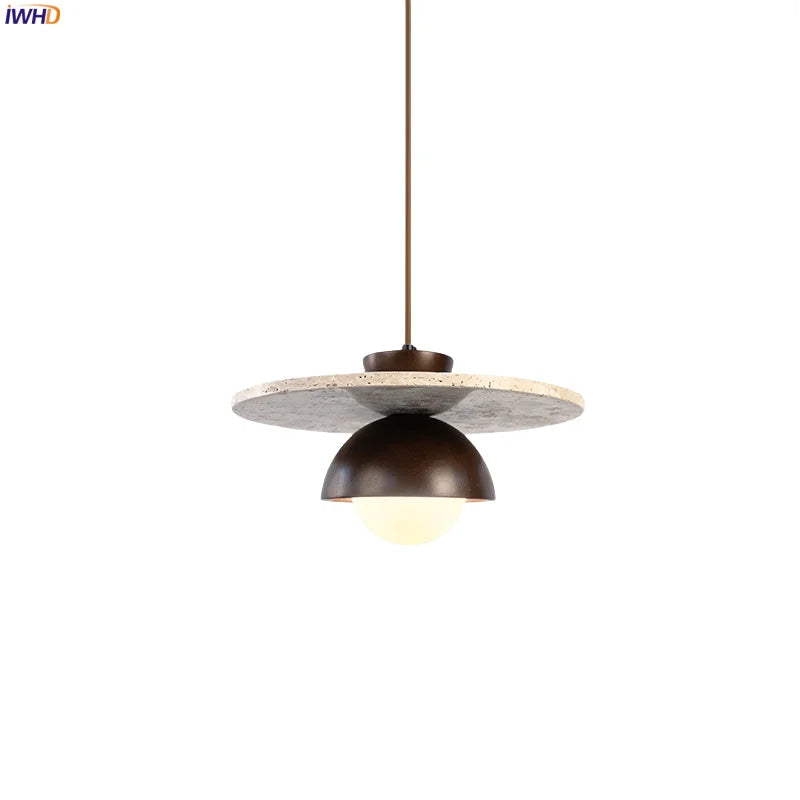 Yellow Travertine Pendant Light: Nordic Minimalism LED Hanging Lamps for Home Decoration