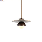 Yellow Travertine Pendant Light: Nordic Minimalism LED Hanging Lamps for Home Decoration