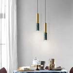 Long Tube Marble Ceiling Chandelier LED Pendant Light