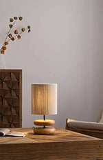 Walnut Wood Color Bedside Table Lamp - Solid Wood Living Room Study Retro Square Lamp