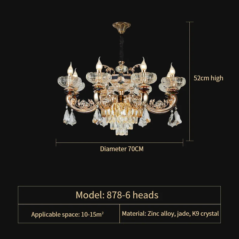 Crystal Candle Chandelier for Home Living Room Dining Bedroom