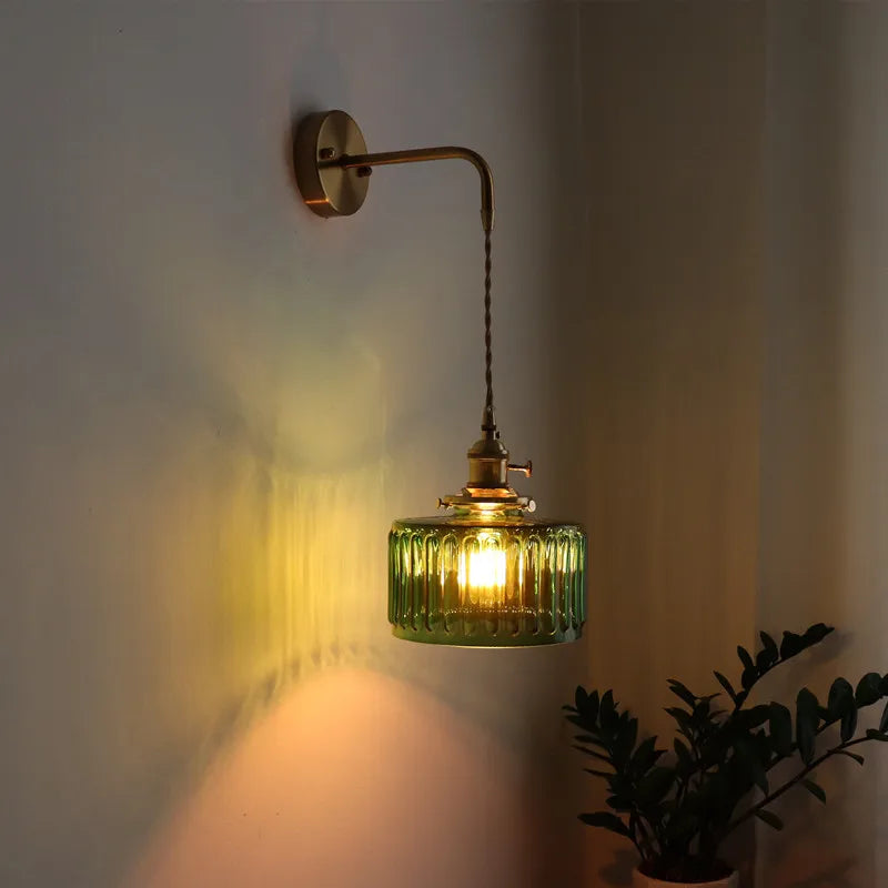 Nordic LED Glass Copper Wall Sconce Modern Living Room Bedroom Light