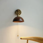 LED Walnut Wood Wall Sconce with Pull Chain Switch