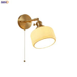 Copper LED Wall Lights Pull Chain Switch Bedside Lamp - Modern Nordic Design