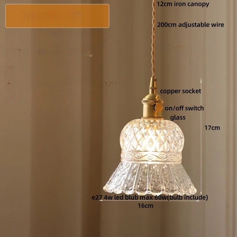 Walnut Wood & Glass LED Pendant Lamp Modern Nordic Style