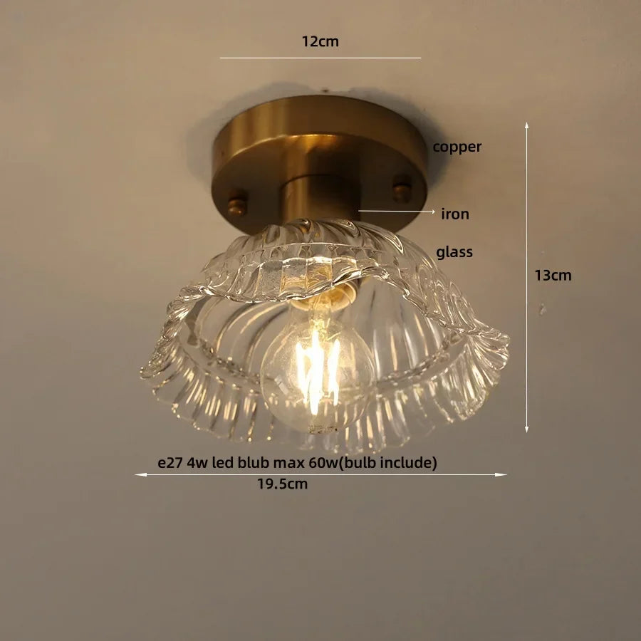 LED Copper Switch Ceiling Lamp Clear Glass Modern Home Decor