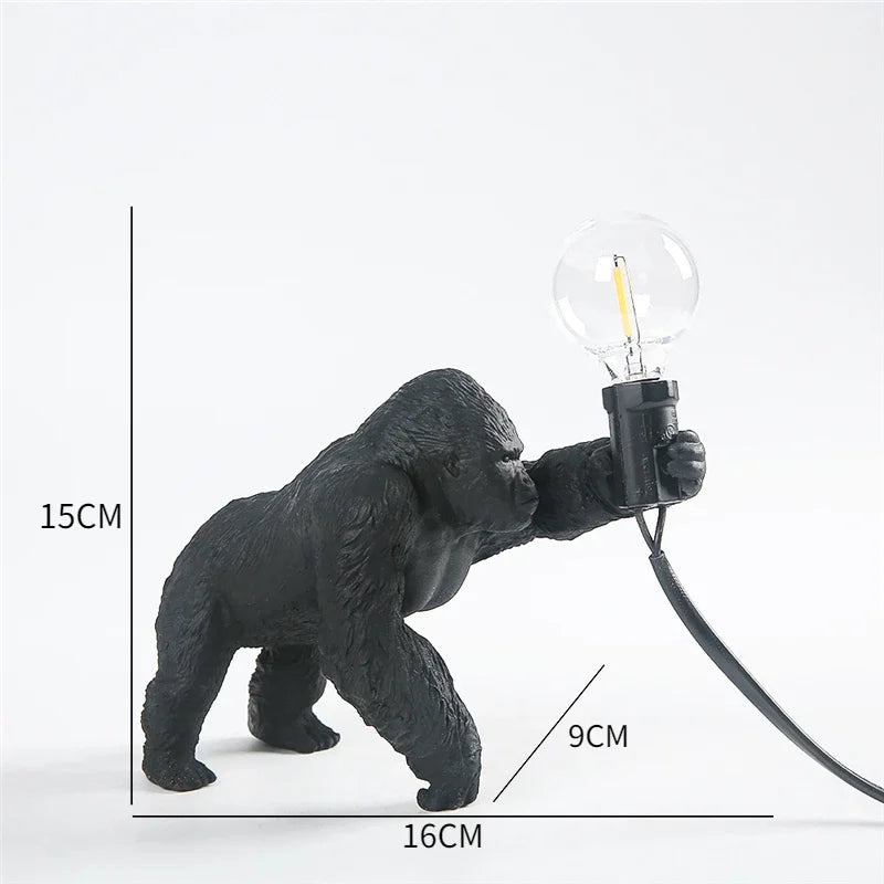 Resin Monkey Table Lamp: Decorative Gorilla Bedroom Light Fixture