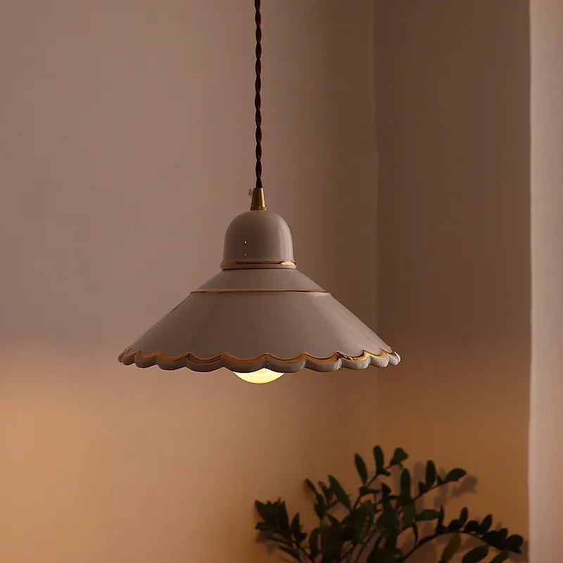 LED Pendant Lamp Modern Style Home Lighting Living Room Study Bar White Flower Ceramic