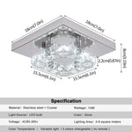 Crystal LED Square Chandelier Ceiling Lamp for Bedroom Living Room Home Decor
