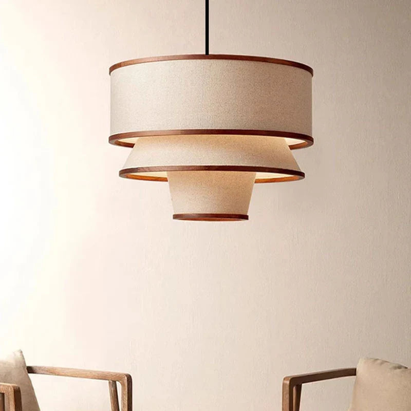 Wabi Sabi Fabric Ceiling Chandelier LED Pendant Lamp for Living Dining Room