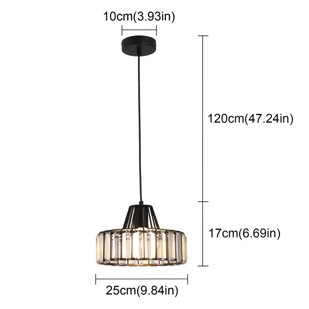 Mini Gold/Black Crystal Pendant Light: Modern Luxury Ceiling Hanging Lamp for Dining Room