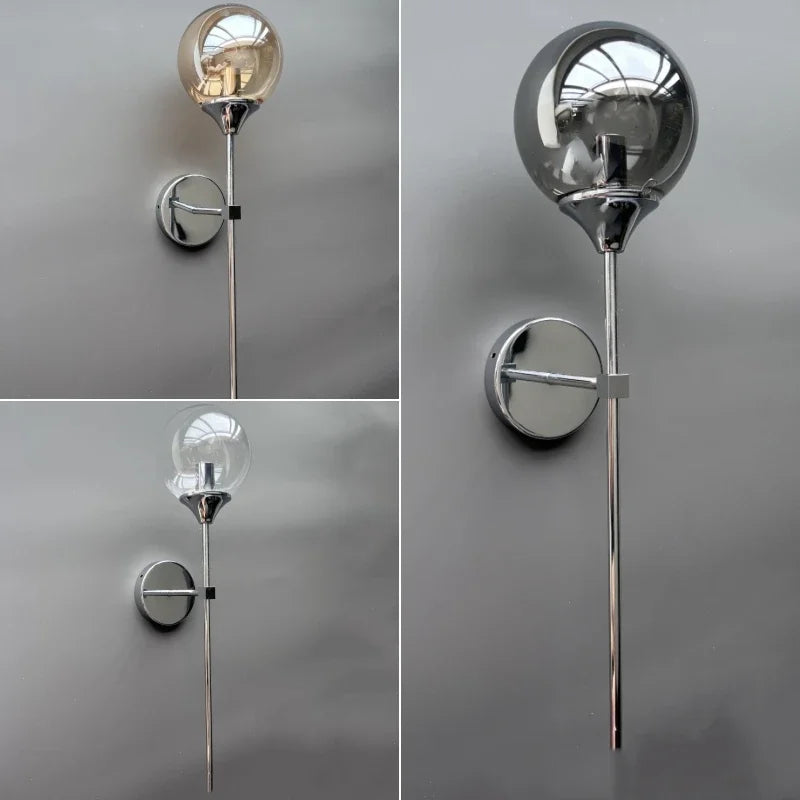 Golden Round Glass Wall Sconce: Modern Nordic Lighting Fixture for Home Decor