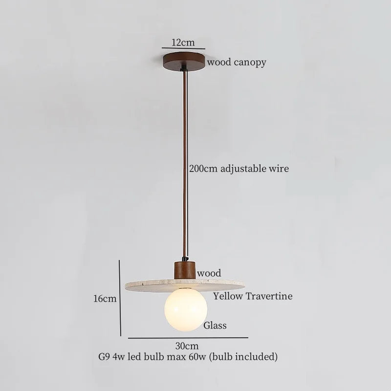 Yellow Travertine Glass LED Pendant Lights for Elegant Interior Decor