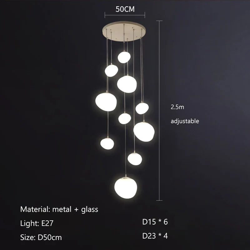 Nordic Glass Lampshade LED Ceiling Chandelier for Home Decoration