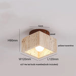 Yellow Travertine Stone LED Ceiling Light for Modern Nordic Ambiance
