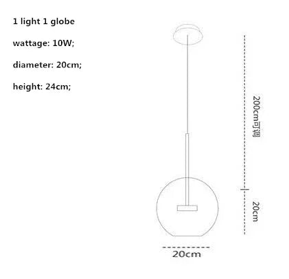 Modern Clear Glass Globe LED Pendant Light - Micky Copper Hanging Lamp