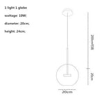 Modern Clear Glass Globe LED Pendant Light - Micky Copper Hanging Lamp