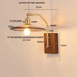 Walnut Wood LED Wall Light Glass Pull Chain Switch Nordic Modern Bedroom Lamp