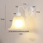 Afralia™ Glass Iron LED Wall Sconce Pull Chain Switch White Stair Light