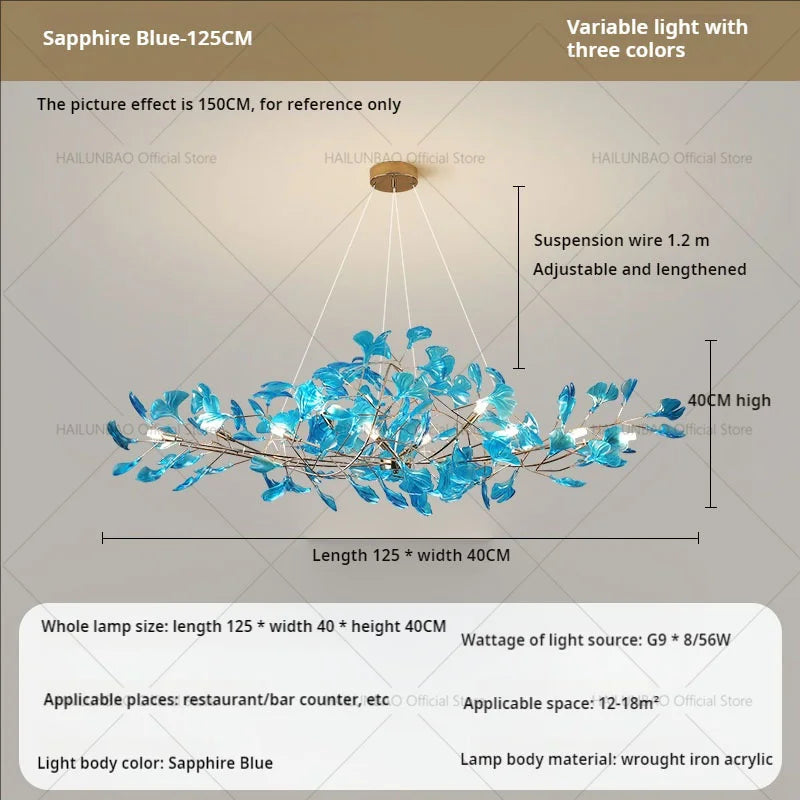 Gingko Leaf Chandelier: Modern Luxury Art Decor for Home, Restaurant & Bar