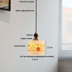 Wood LED Glass Pendant Light: Modern Nordic Adjustable Hanging Lamp