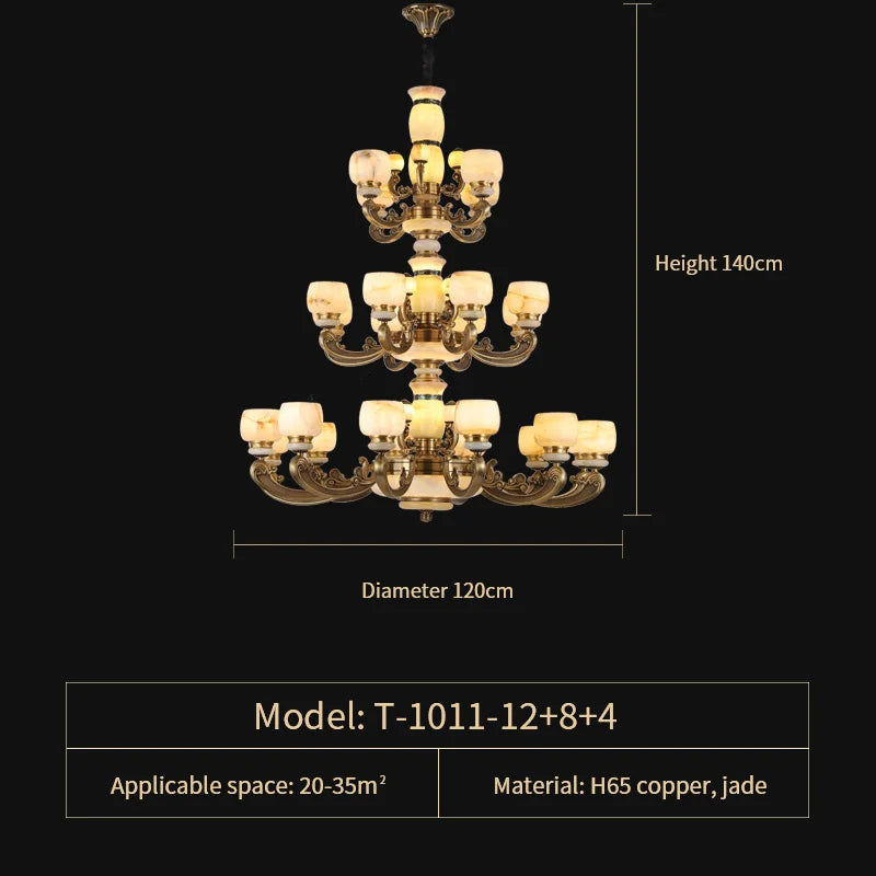 Jade Chandelier: Stylish Chinese Zen Living Room Lamp for Duplex Building by Guangdong Zhongshan
