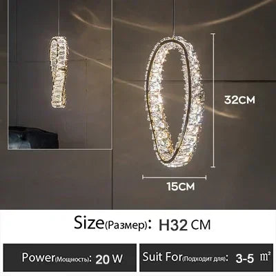 Crystal Pendant Chandelier: Elegant Ceiling Light for Bedroom Living Room Home Decor