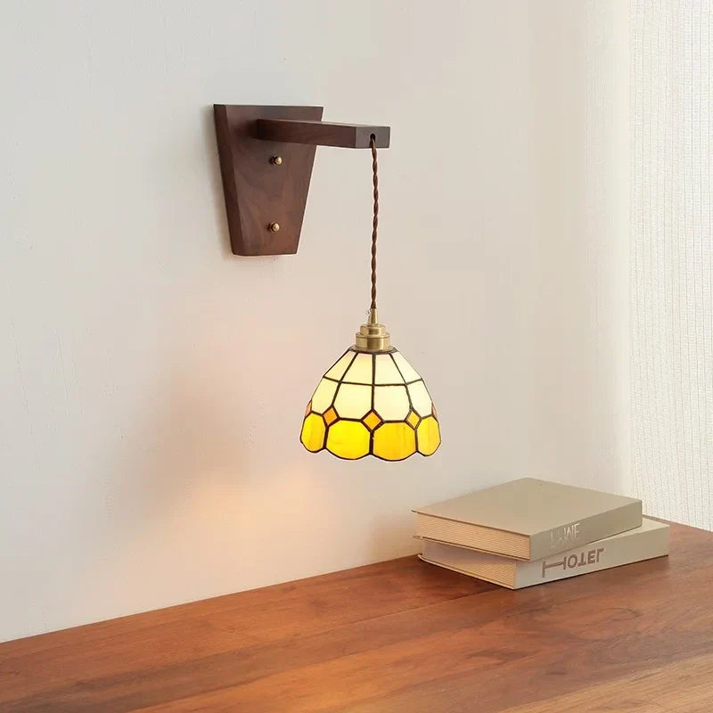 Glass Walnut LED Wall Lamps Modern Bathroom Mirror Light Fixtures