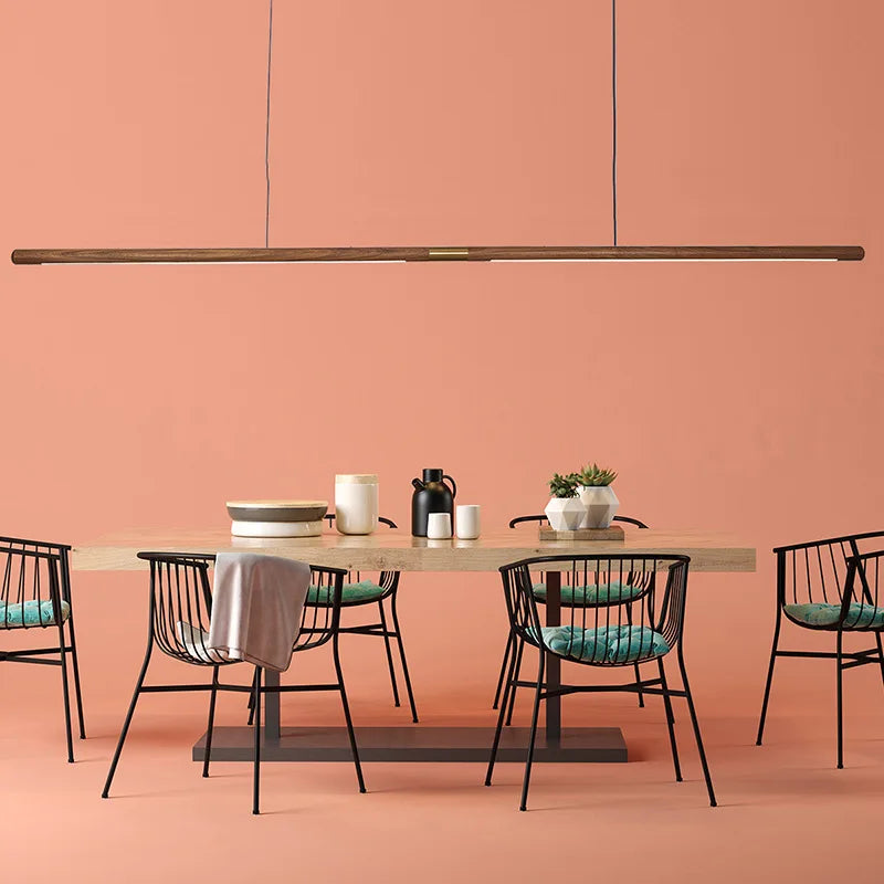 Walnut Pendant Lamp 220cm Solid Wood LED Dining Room Light Luxurious Living Room Light
