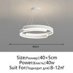 Black White LED Ring Chandelier Pendant Lights for Home Indoor Decor
