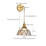 Tiffany Glass LED Wall Lamp Pull Chain Switch Vintage Copper Wall Lights