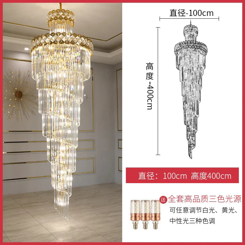 Luxury Crystal Chandelier for Duplex Building, Hotel Lobby, Villa Staircase & Hall