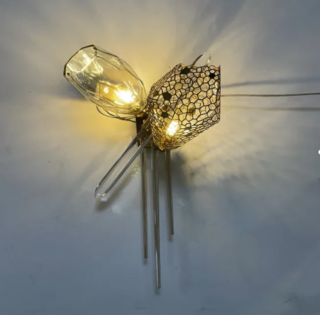 Glass Shades LED Chandelier Stairs Art Metal Lighting Luxe Chain Hanging Lamp