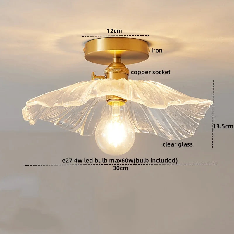 Glass Copper LED Ceiling Light - Simple Art Decorative Chandelier