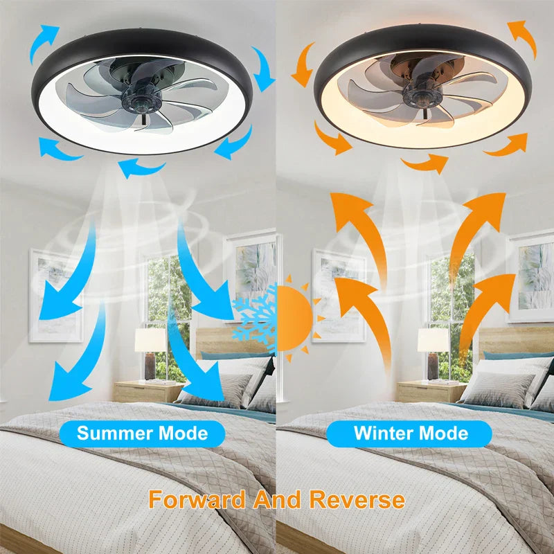 Modern Black LED Ceiling Fan Remote Chandelier with 6 Speeds & Timer