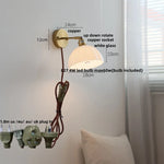 White Glass LED Wall Light with Pull Chain Switch, Japanese Style Hallway Lamp
