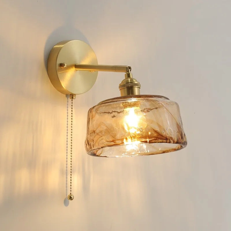 Glass Copper LED Wall Lamp Sconce for Corridor Bedroom Living Room