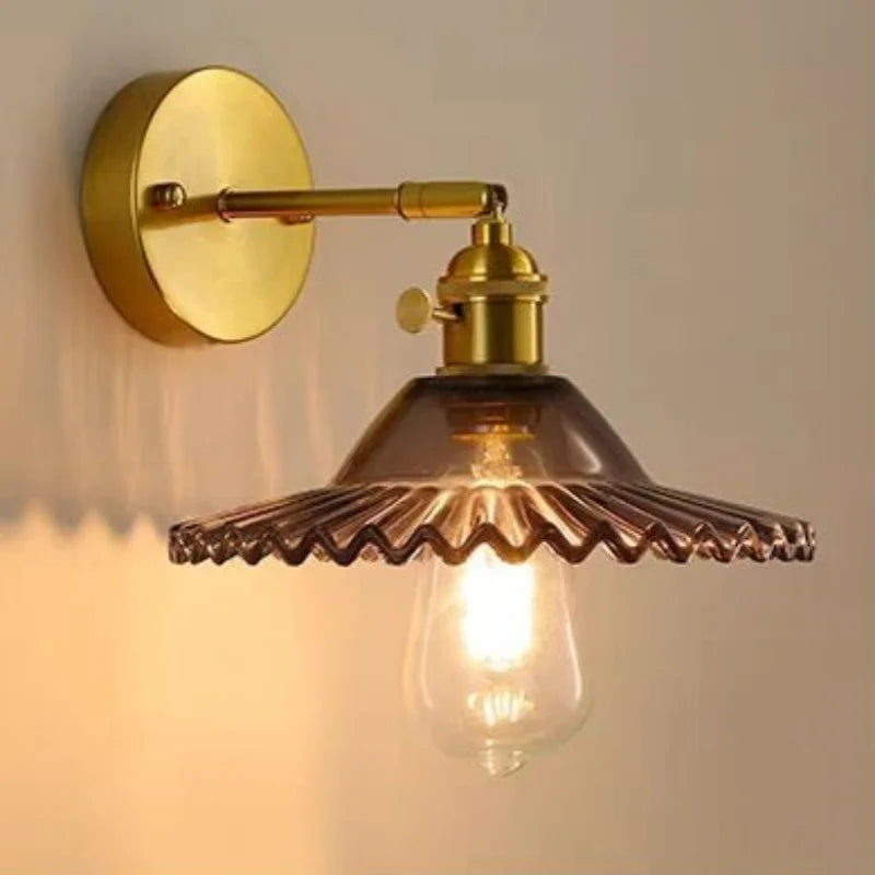 Nordic LED Wall Sconce Pull Chain Switch Stair Light Glass Lamparas