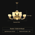 All Copper Jade Chinese Chandelier: Modern & Simple Living Room Lighting