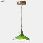 Green Glass Adjustable LED Pendant Lamp - Modern Nordic Hanging Light