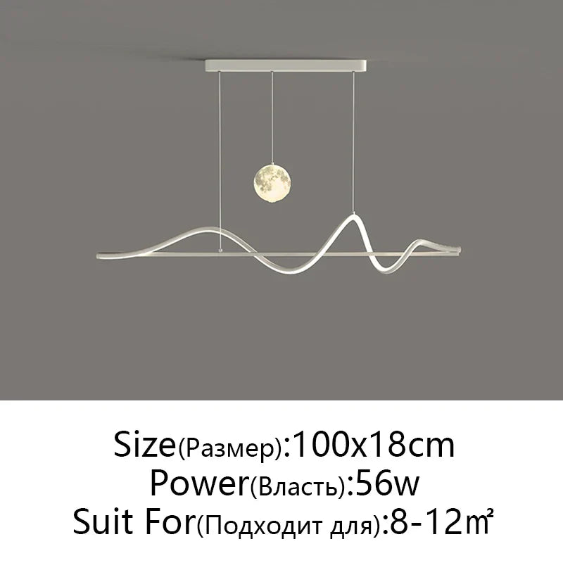 LED Pendant Light - Modern White/Black Long Line for Home, Restaurant, Office