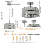 Modern LED Crystal Chandelier Adjustable Pendant Light for Kitchen Island Dining Room