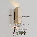 LED Wall Sconce Modern Nordic Wood Canopy Terrazzo Bathroom Mirror Light