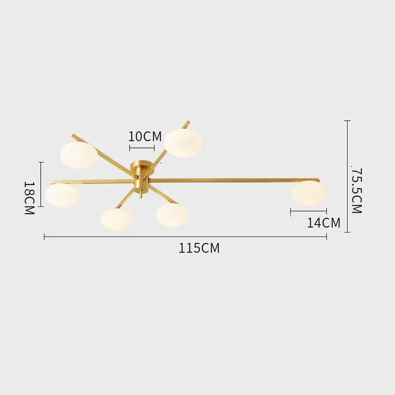 Brass Glass Ceiling Lamp, G9 Bulb Suspension Light for Bedroom, Living Room